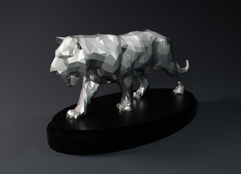 Low Poly Tiger Statue