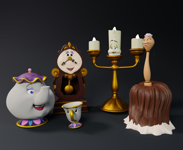 	Pack of Beauty and the Beast Servants 3D Print 549464