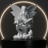 Fairy sitting on a mushroom statue - Thumbnail 1