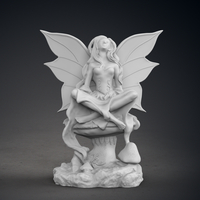 Fairy sitting on a mushroom statue - Thumbnail 2