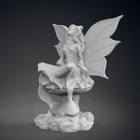 Fairy sitting on a mushroom statue - Thumbnail 3