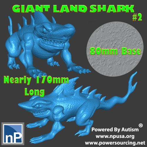 Giant Land Shark Fantasy Monster 2 3D Print 549769