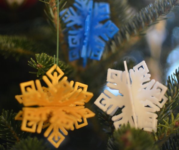 MkrClub Snowflake - 3-part tree ornament/decoration 3D Print 55080
