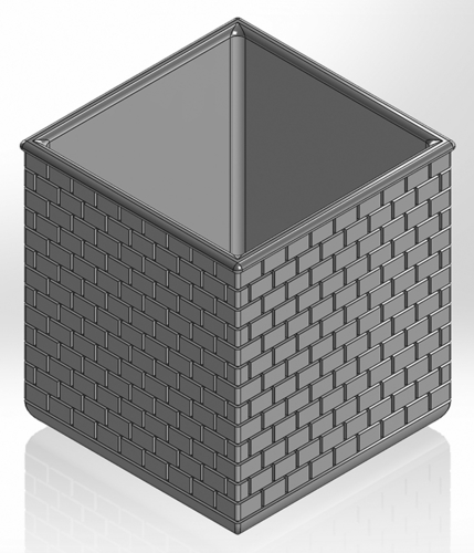 Square pencil case with brick imitation