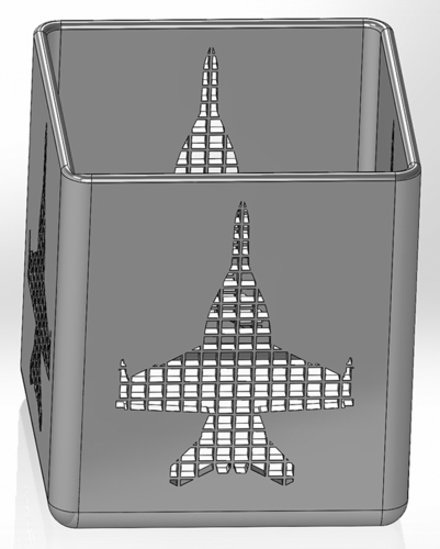 A quarter-sized pencil case with silhouette of the F-18 fighter