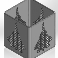A square pen cup with a holey silhouette of Su-57 fighter - Thumbnail 1