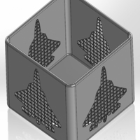 A square pen cup with a holey silhouette of Su-57 fighter - Thumbnail 2