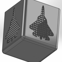 A square pen cup with a holey silhouette of Su-57 fighter - Thumbnail 4