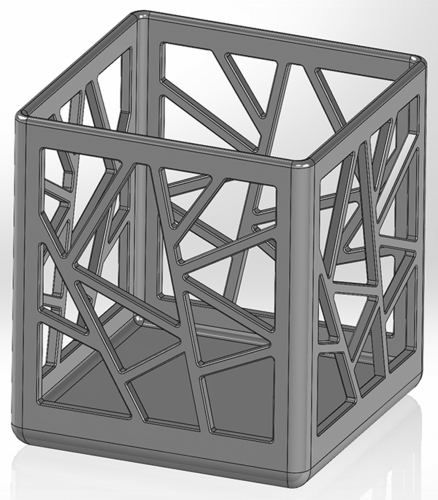 A square pencil cup with rectilinear patterns 3D Print 551129