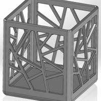 A square pencil cup with rectilinear patterns - Thumbnail 1