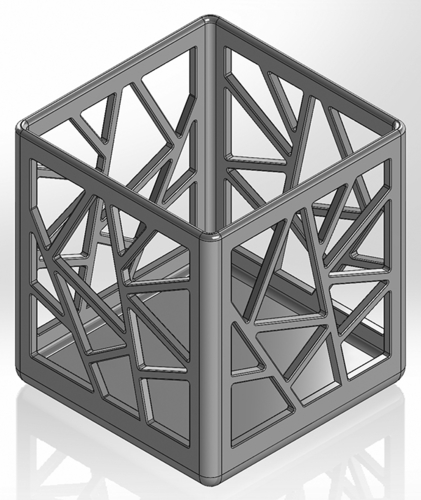 A square pencil cup with rectilinear patterns 3D Print 551132