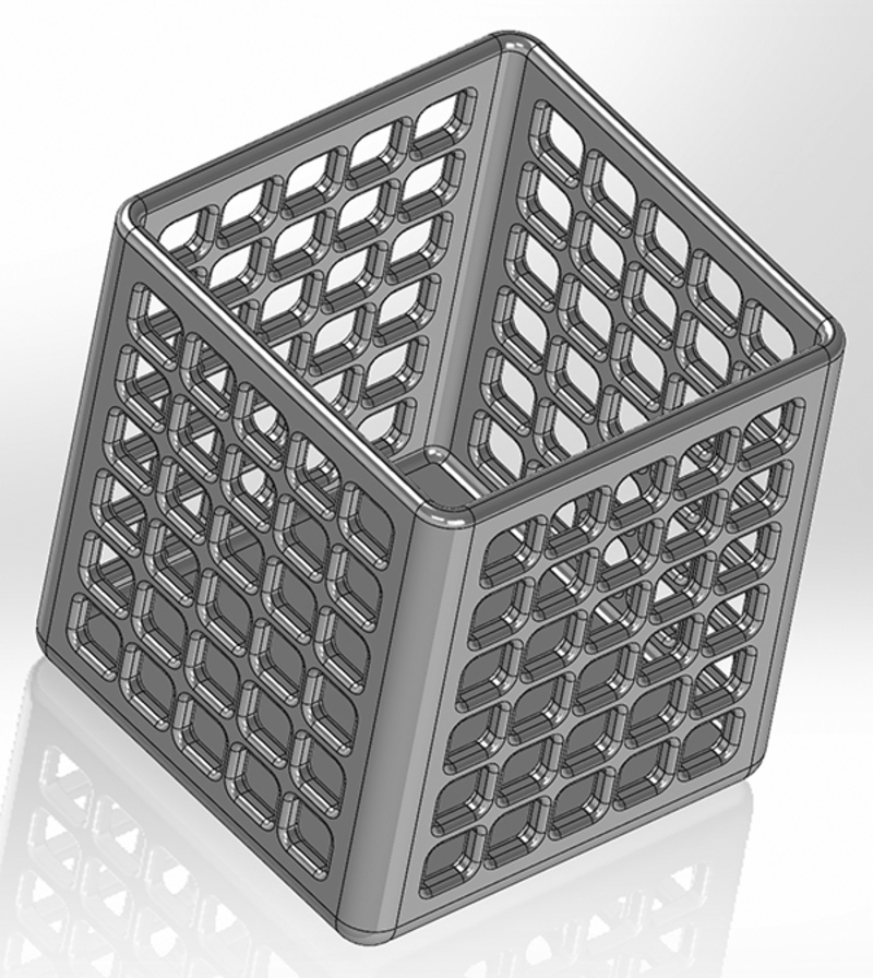 Square pen cup with rectangular holes