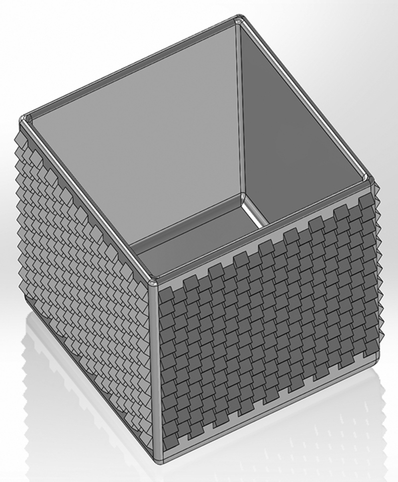 Square pen cup with triangular prisms