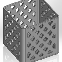 Square pen cup with X grid - Thumbnail 1