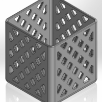 Square pen cup with X grid - Thumbnail 2