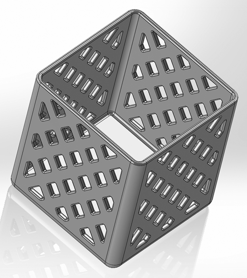 Square pen cup with X grid