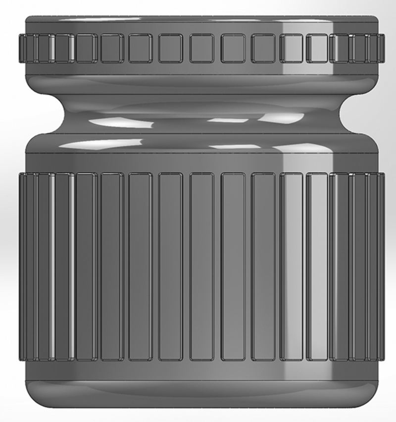 A round pencil cup as a vase with rectangular patterns