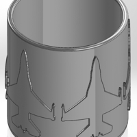 Round pencil case with five silhouettes of the F-16 aircraft - Thumbnail 1