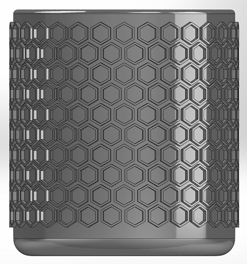 Round pen cup with flattened hexagons