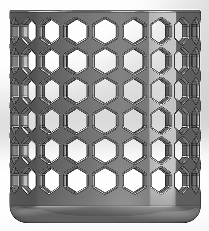 Round pen cup with hexagonal slots