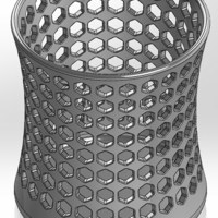 Round recessed pencil cup like a vase with hexagonal slots - Thumbnail 1