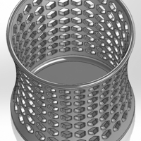 Round recessed pencil cup like a vase with hexagonal slots - Thumbnail 2