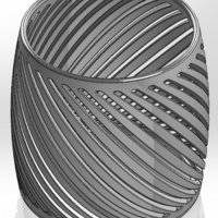  A round bulging pencil cup like a vase with rectangular slits - Thumbnail 1