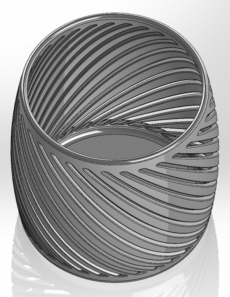  A round bulging pencil cup like a vase with rectangular slits