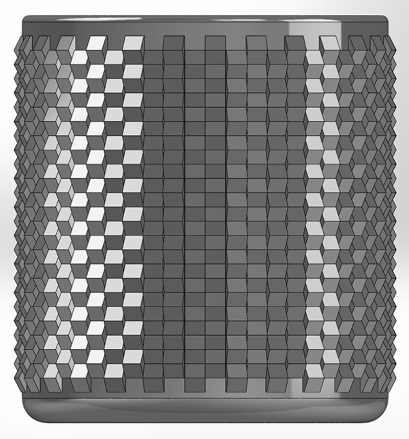 Round pen cup with flattened triangular prisms