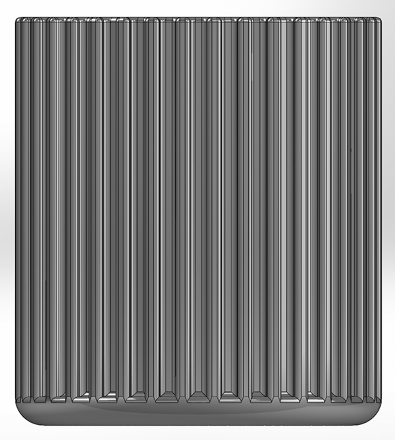 A round pencil cup with vertical slits and a softer bottom