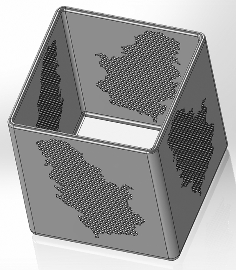 Square pencil box with a map of Serbia