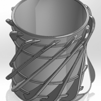 Round vase-shaped pen cup with double ribs - Thumbnail 1