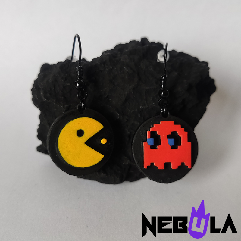 🍒 Pac Man earrings 3d stl files - Geek jewellery