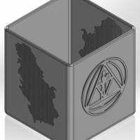 Square pen cup with embossed US logo and hole map of Serbia - Thumbnail 1