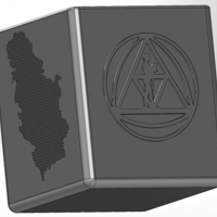 Square pen cup with embossed US logo and hole map of Serbia - Thumbnail 3