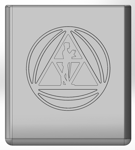 Square pen cup with embossed US logo and hole map of Serbia