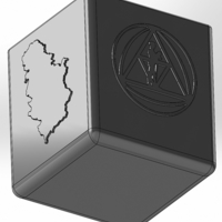 Square pen cup with embossed US logo and map of Serbia - Thumbnail 3