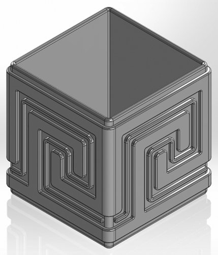 Square pen cup with Greek pattern 3D Print 553293