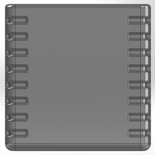 Square pen cup with horizontal slits on the side edges