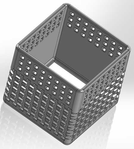 Square pen cup with squares and square slits 3D Print 553314