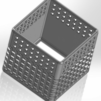 Square pen cup with squares and square slits - Thumbnail 2