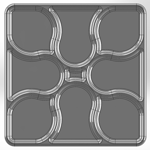 Square pencil case with flower-shaped dividers