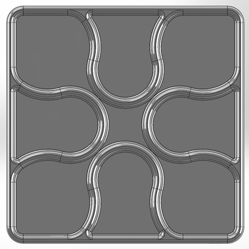 Square pencil case with dividers in the shape of a wider flower