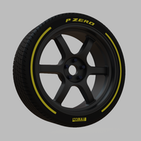 Miniature Konig Hexaform Rim & Tire  - 3D Print - No Textures - Thumbnail 3