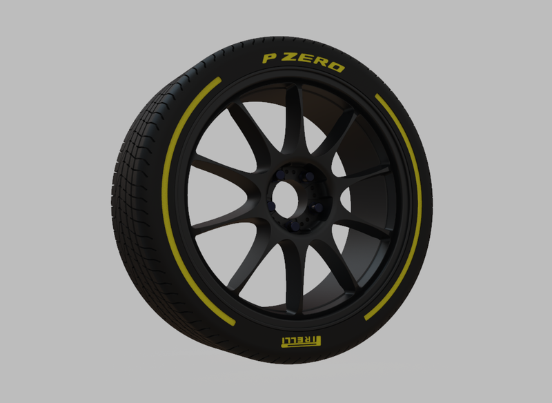 Miniature Konig Dekagram Rim & Tire  - 3D Print - No Textures