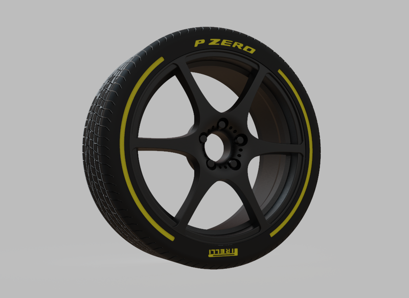Miniature Konig Tandem Rim & Tire - 3D Print - No Textures