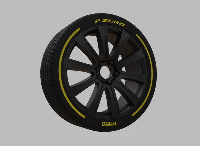 Miniature Konig Crown Rim & Tire  - 3D Print - No Textures