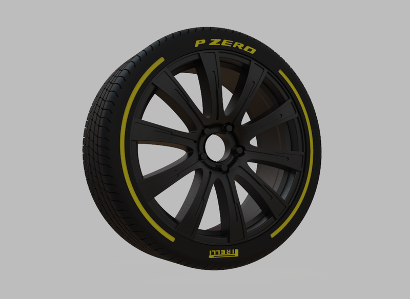Miniature Konig Crown Rim & Tire  - 3D Print - No Textures