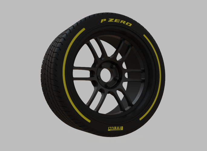 Miniature Enkei RPF1RS Rim & Tire   - 3D Print - No Textures