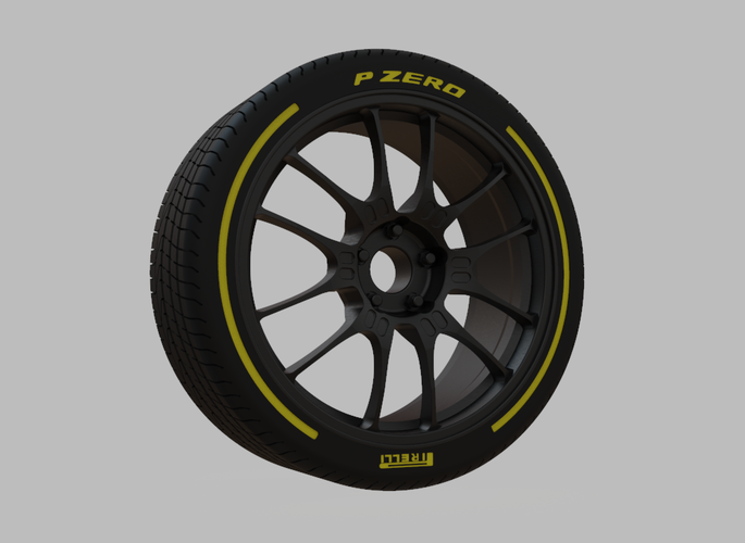 Miniature Enkei GTC02 Rim & Tire  - 3D Print - No Textures